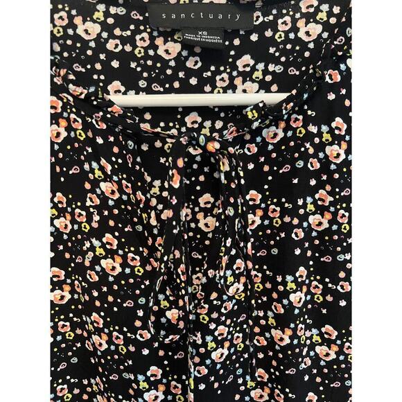 Sactuary Women's XS Ditsy Floral Print Black Pink Long Sleeve Shirt Blouse - Picture 7 of 13